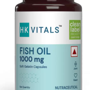 HEALTHKART Fish oil (1000 Omega 3, with 180 mg EPA & 120 mg) for brain, heart and eye health  (60 No)